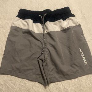 Speedo Tricolor Athletic Shorts - Black White Gray